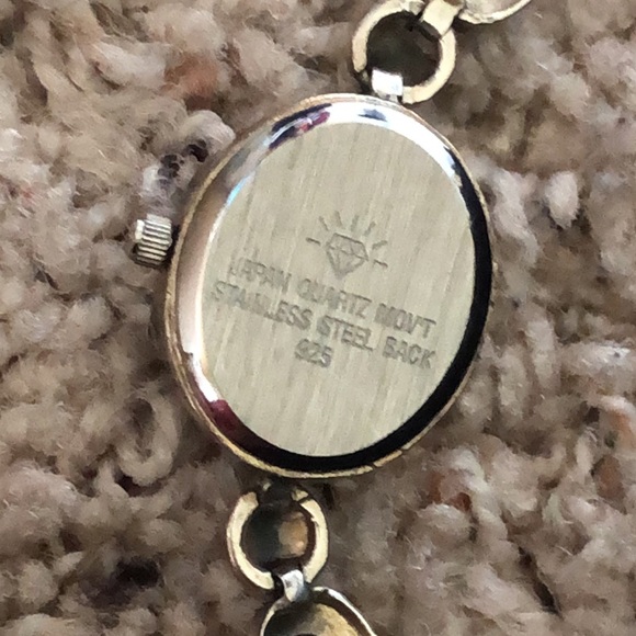 Vintage Japan Sterling Silver Garnet Diamond Red Gemstone Marcasite Tennis Watch - Picture 4 of 7